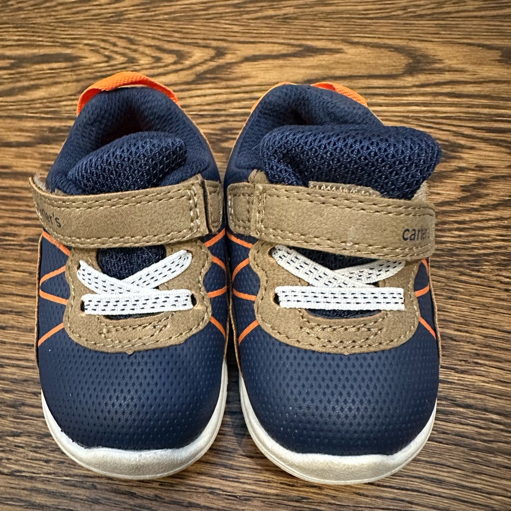 Carter's Navy and Orange 3 Month Baby Shoes